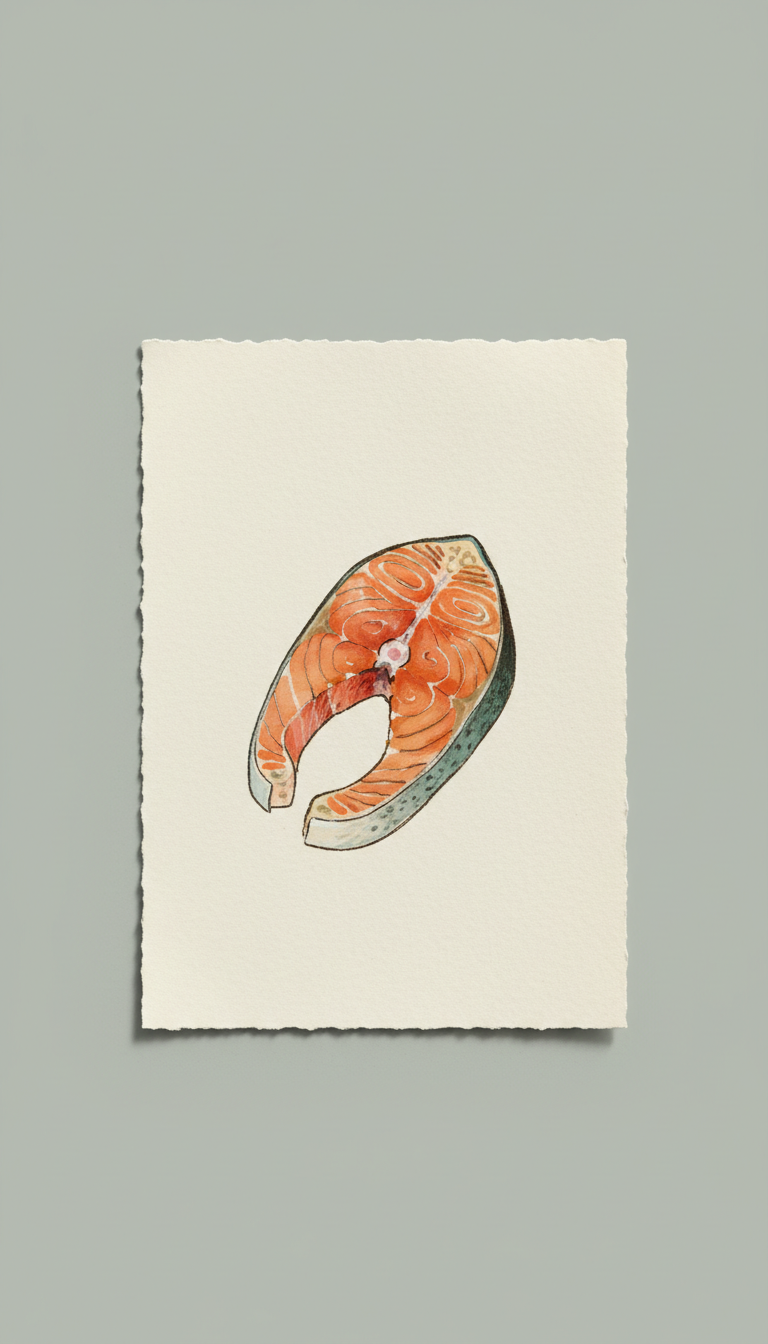 Handwritten Note Card With Salmon Portion